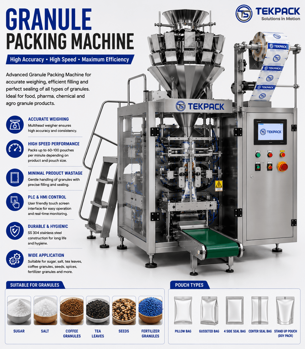 Automatic Granule Packing Machine Manufacturer in Salem Tamilnadu | TEKPACK